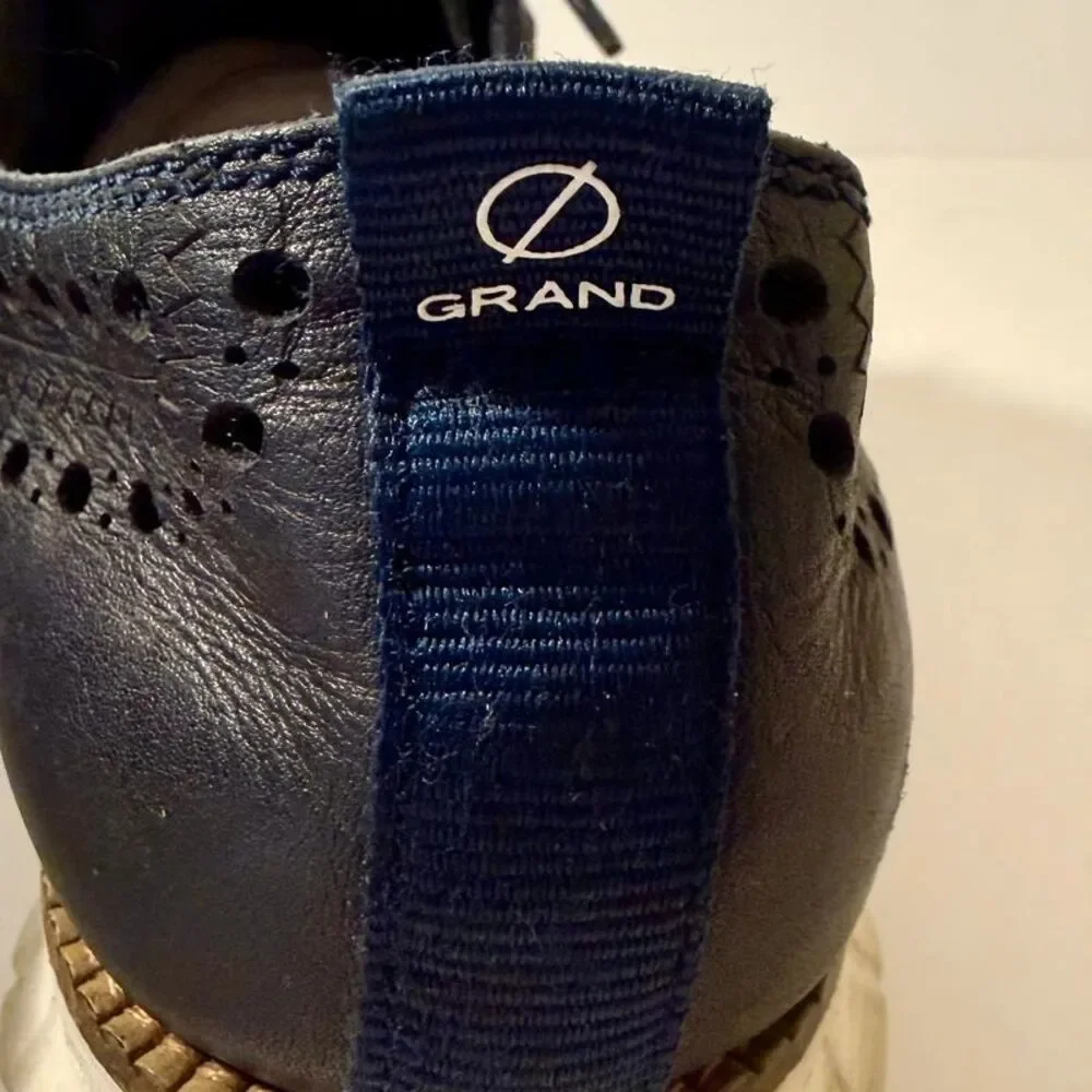 Cole Haan Grand.OS Navy Leather Wingtip Oxford Shoes - Men’s Size 9